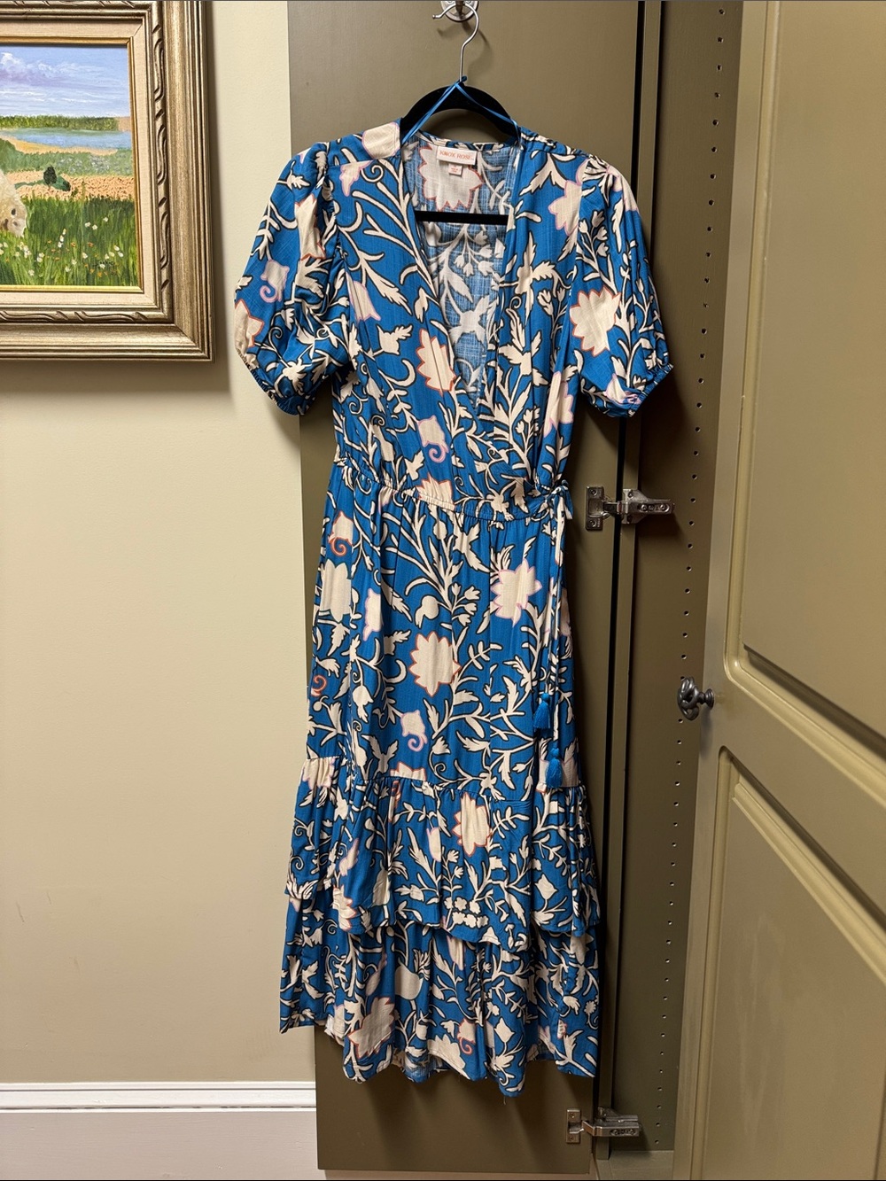 Blue Floral Maxi Dress with Puff Sleeves - Knox Rose medium